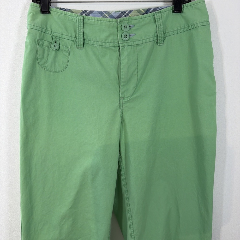 LL Bean Women's 10 Regular Green Relaxed Fit Cotton Trouser Pants Pockets Spring - Picture 2 of 10